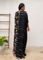MALA handworks Mia Boat Neck Kaftan in Black and Rainbow Tie Dye