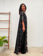 MALA handworks Mia Boat Neck Kaftan in Black and Rainbow Tie Dye