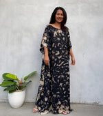 MALA handworks Mia Boat Neck Kaftan in Black Tie Dye
