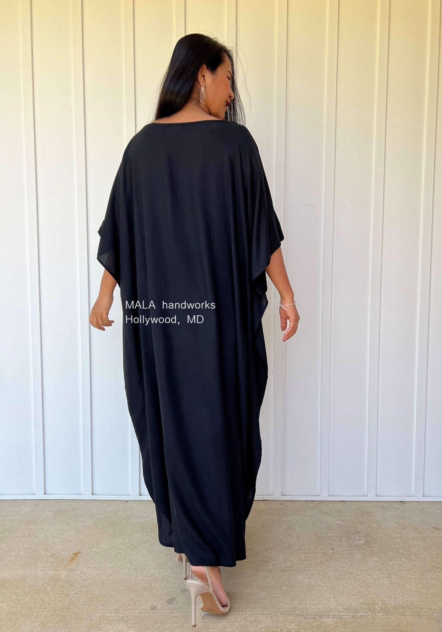 MALA handworks  Mia Boat Neck Kaftan in Black