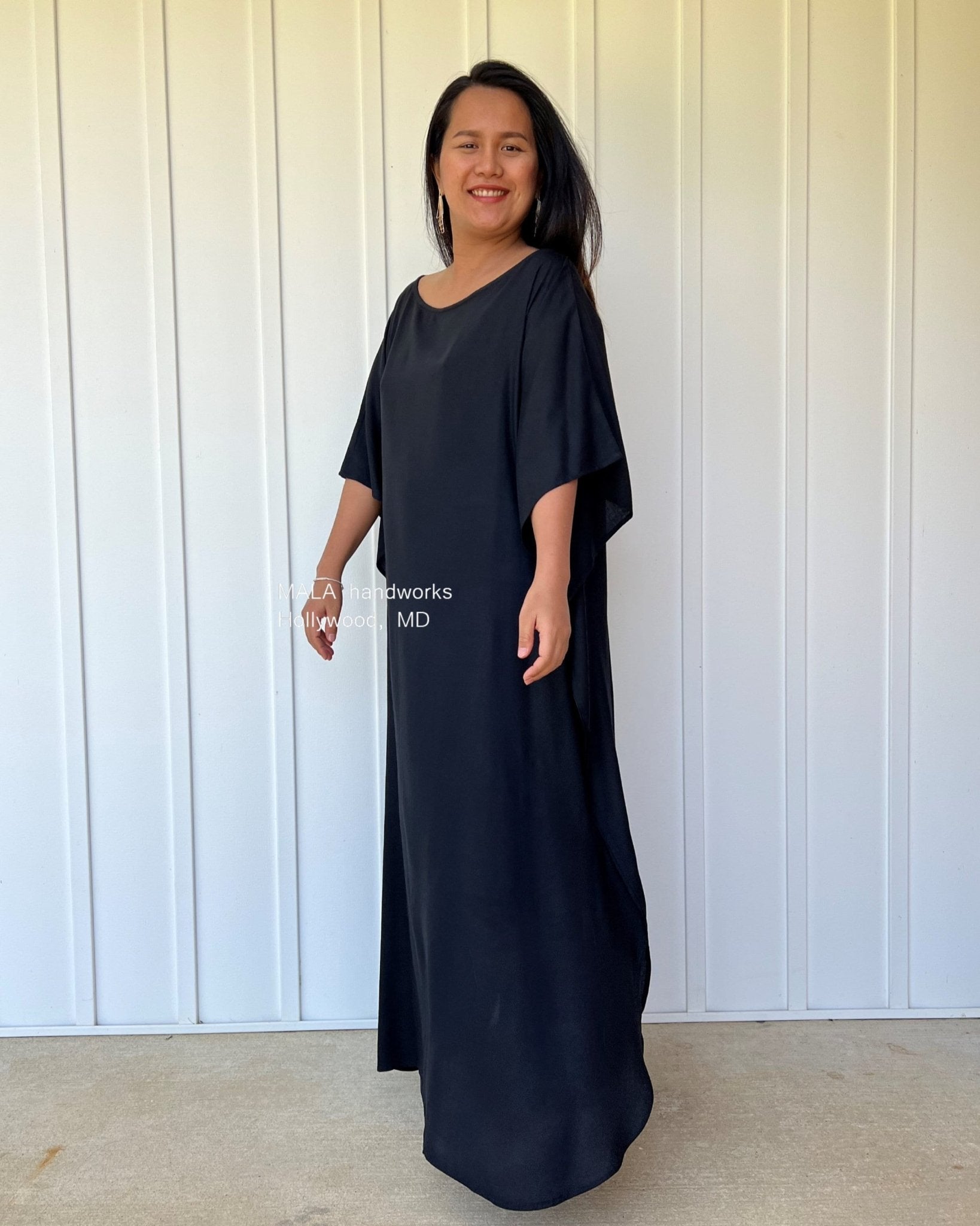 MALA handworks  Mia Boat Neck Kaftan in Black