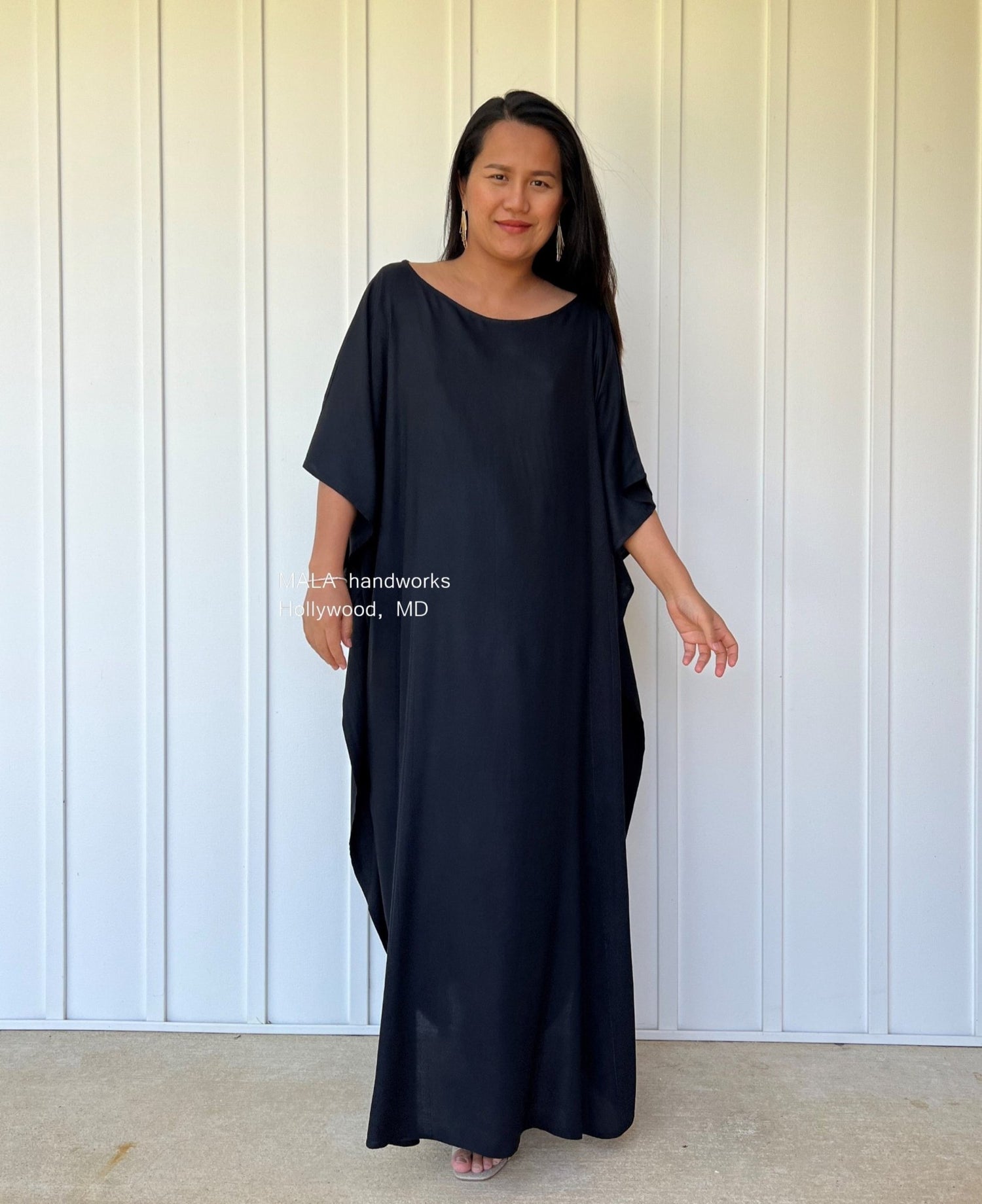 MALA handworks  Mia Boat Neck Kaftan in Black