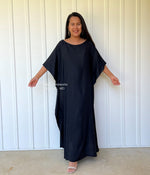 MALA handworks  Mia Boat Neck Kaftan in Black