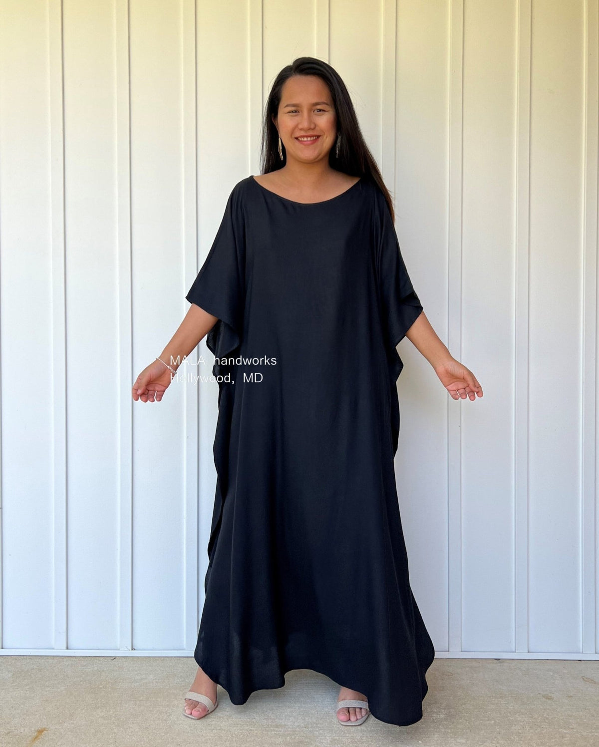 MALA handworks  Mia Boat Neck Kaftan in Black