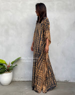 MALA handworks  50 Mia Boat Neck Kaftan in Gray and Brown Tie Dye