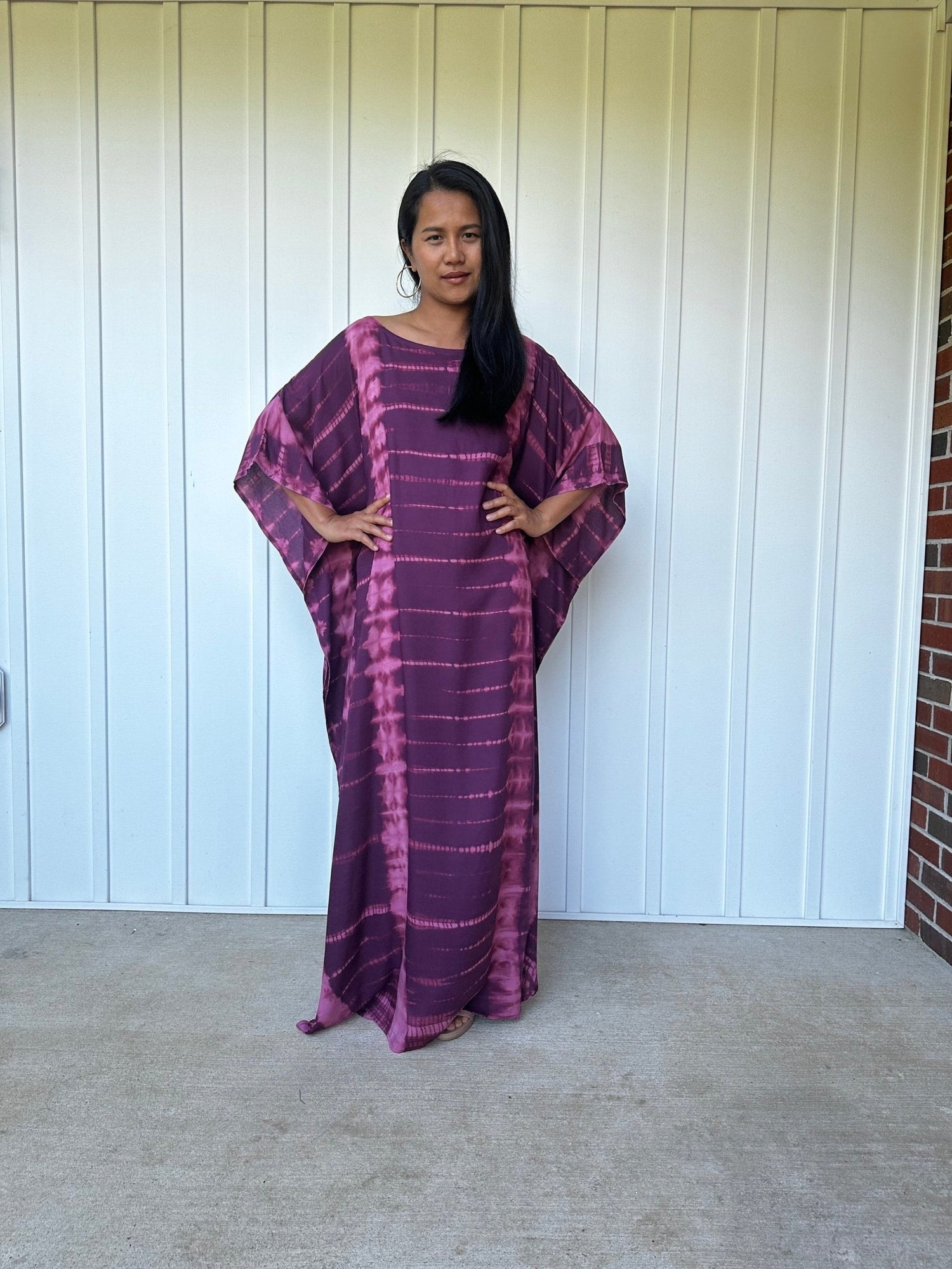 MALA handworks  Mia Boat NeckKaftan in Purple Tie Dye