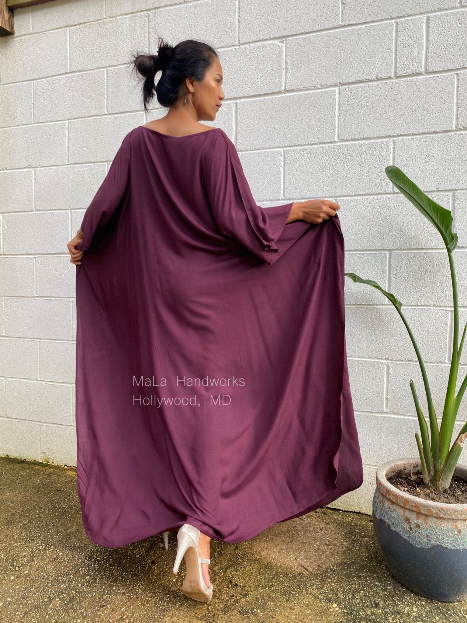 MALA handworks  Mia Boat Neck Kaftan in Purple