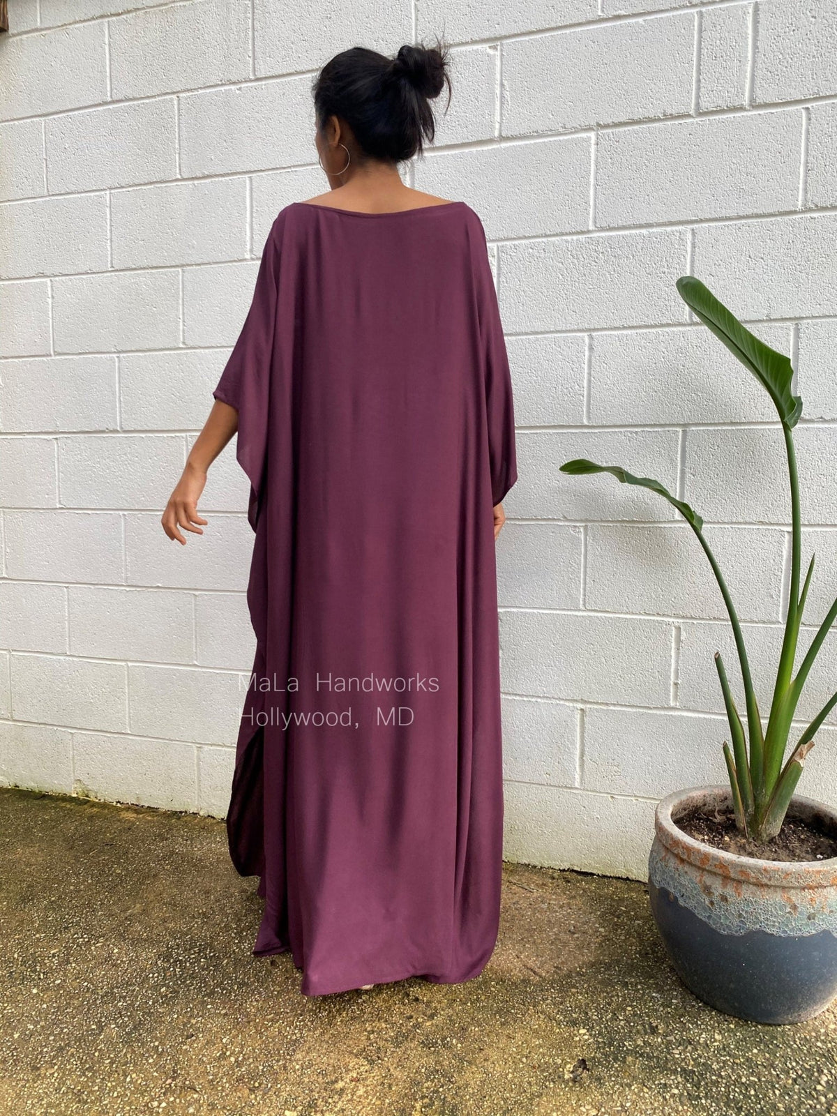 MALA handworks  Mia Boat Neck Kaftan in Purple