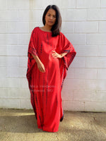 MALA handworks  Mia Boat Neck Kaftan in Red and Black Tie Dye