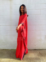 MALA handworks  Mia Boat Neck Kaftan in Red and Black Tie Dye