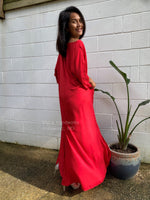 MALA handworks  Mia Boat Neck Kaftan in Red