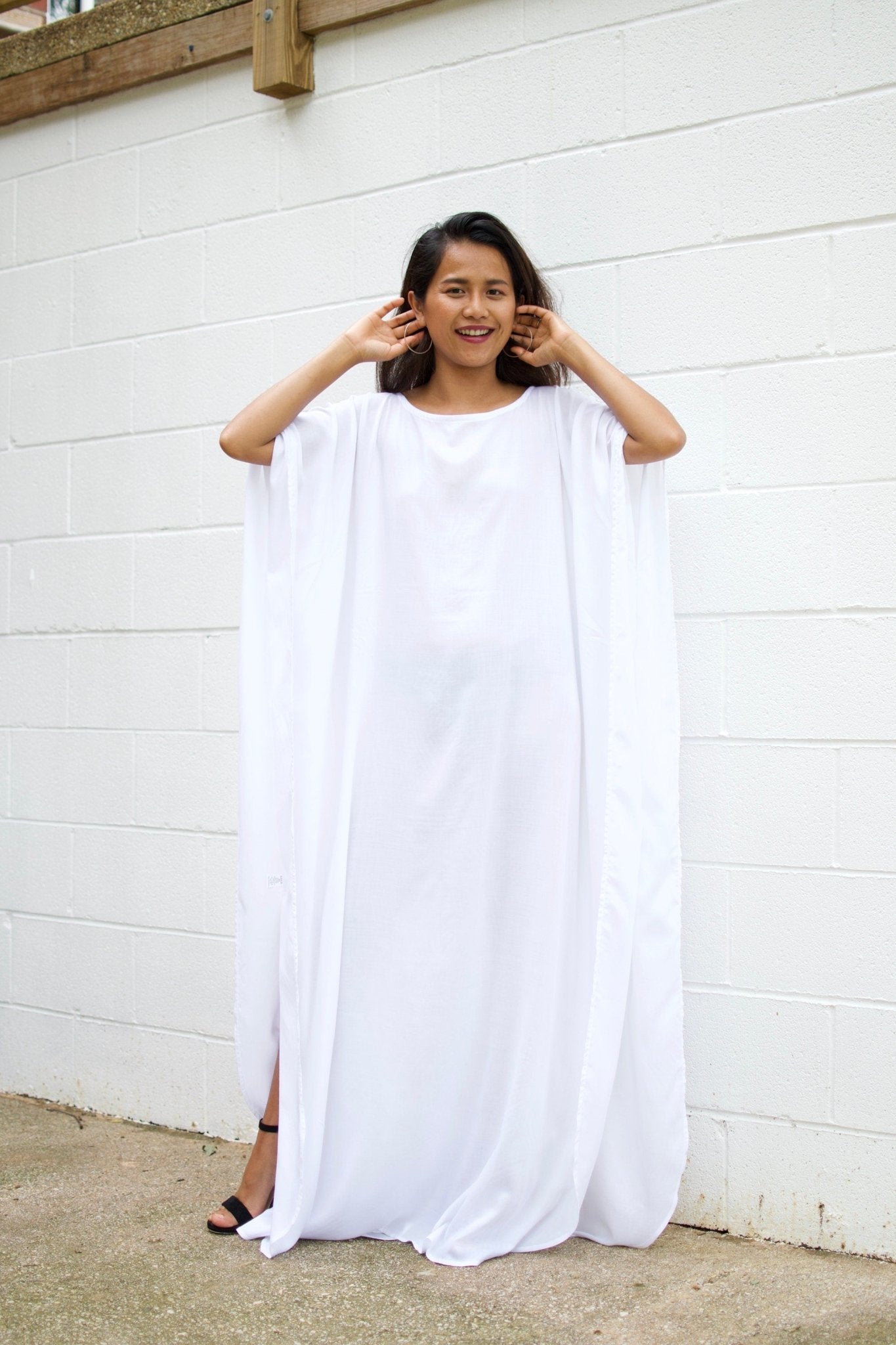 MALA handworks  Mia Boat Neck Kaftan in White