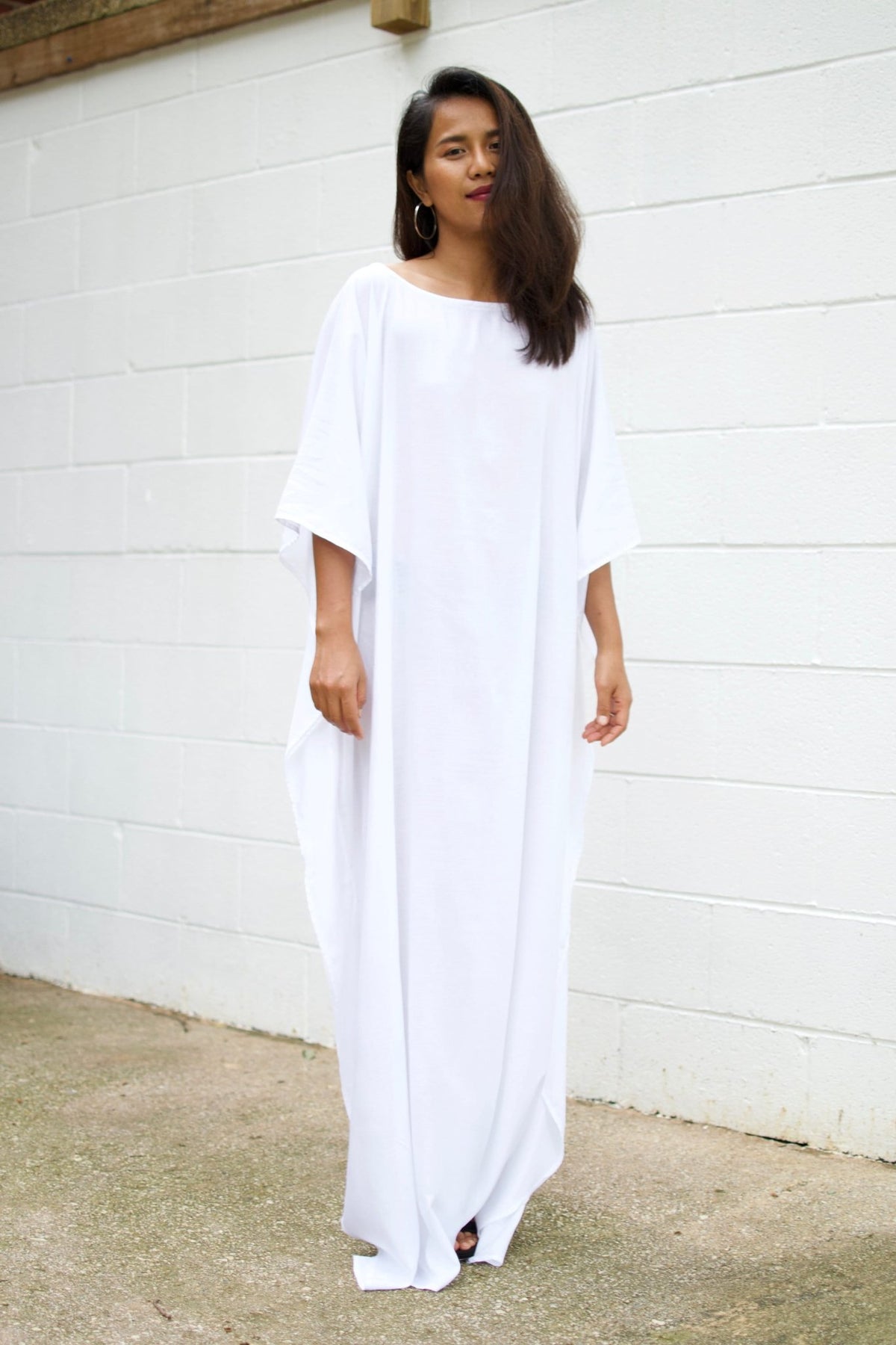 MALA handworks  Mia Boat Neck Kaftan in White