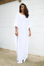 MALA handworks  Mia Boat Neck Kaftan in White