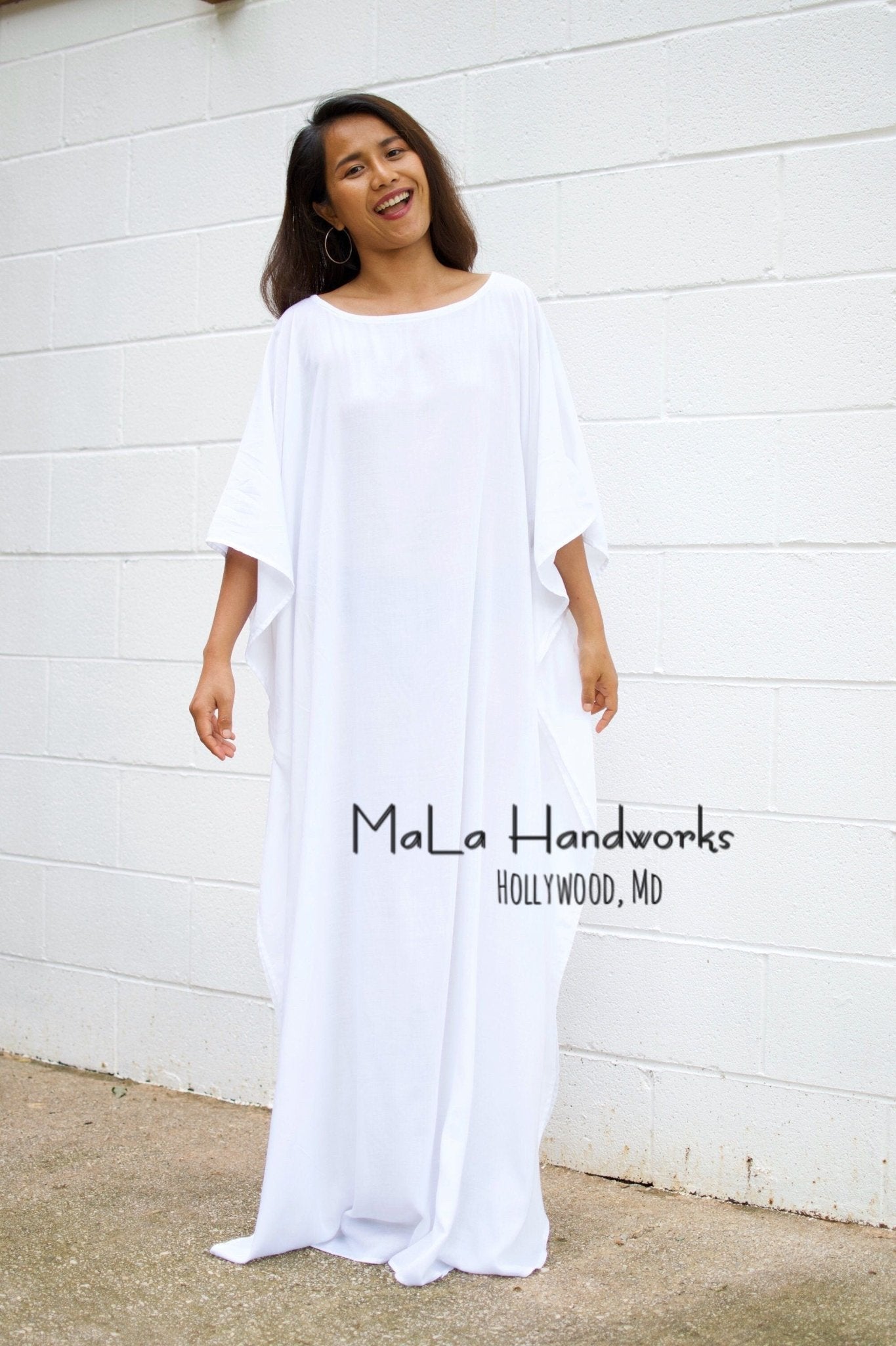 MALA handworks  Mia Boat Neck Kaftan in White
