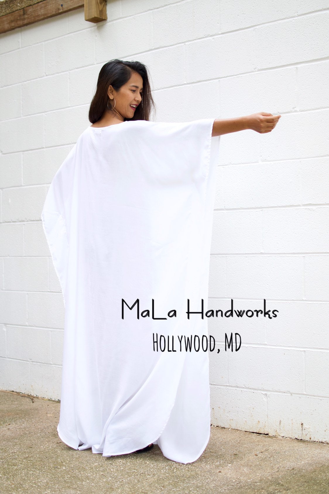 MALA handworks  Mia Boat Neck Kaftan in White