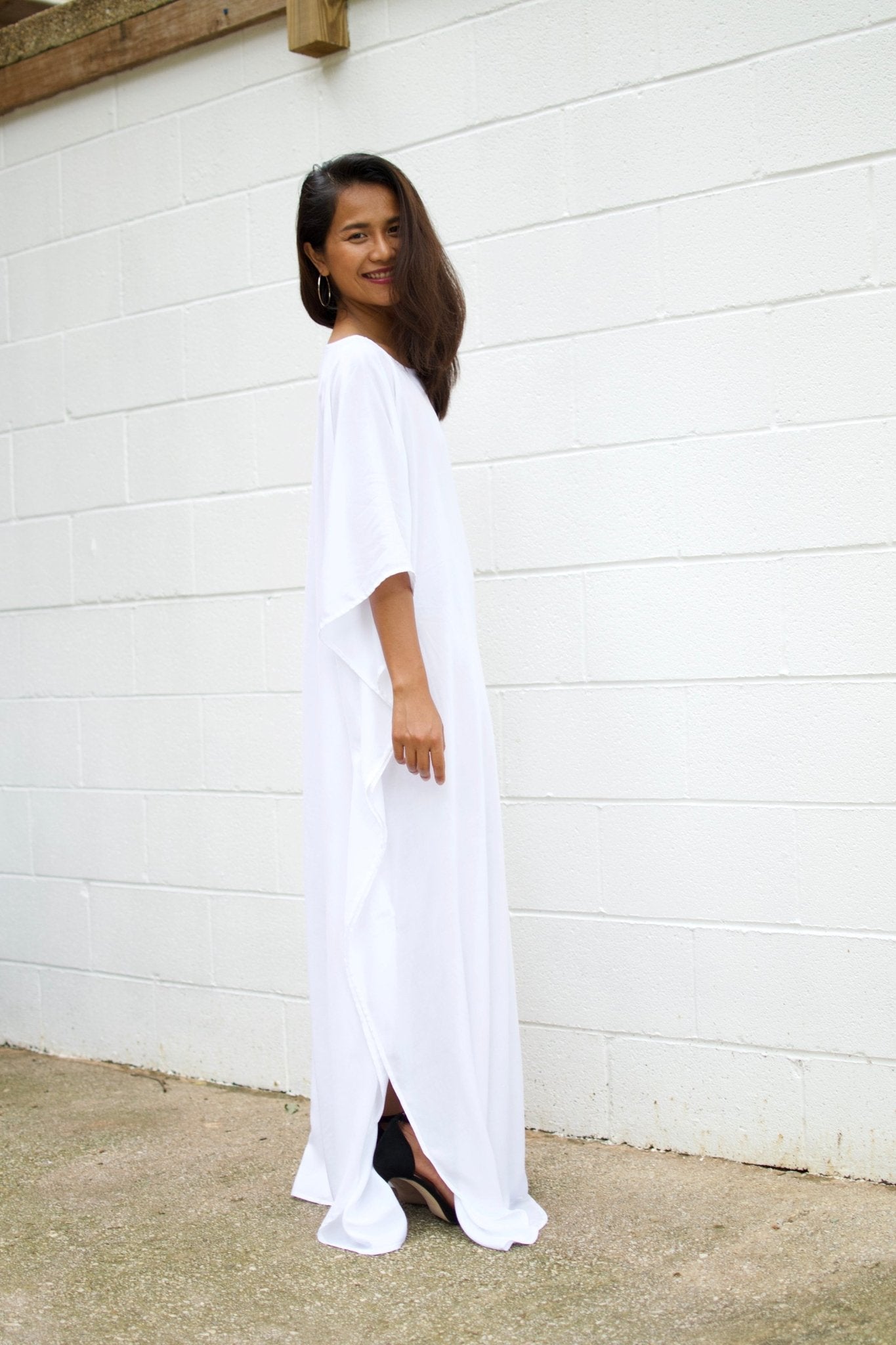 MALA handworks  Mia Boat Neck Kaftan in White