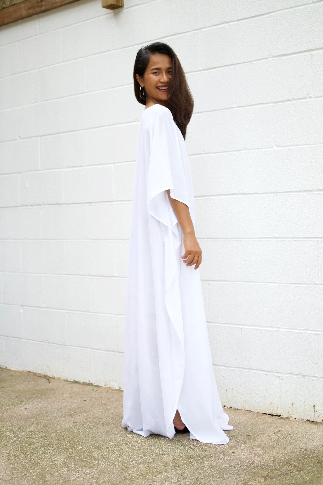 MALA handworks  Mia Boat Neck Kaftan in White