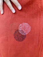 MALA handworks Miyu Midi Dress in Rust Orange and Hand Embroidery