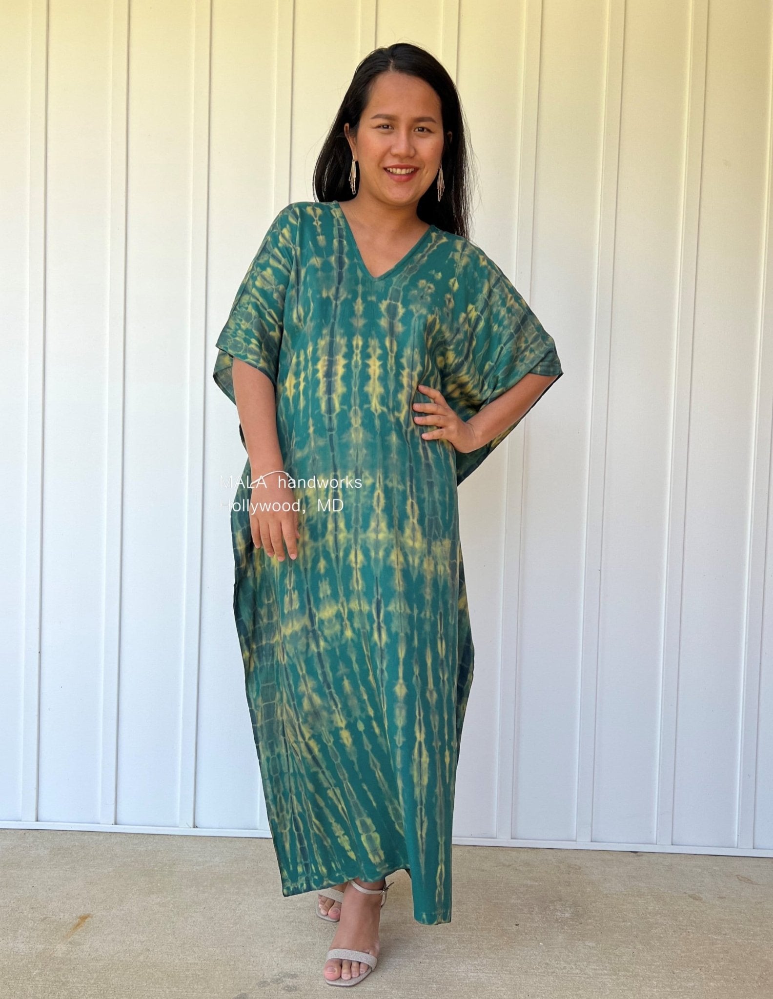 MALA handworks  Nora Kaftan in Green and Black Tie Dye