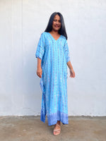 Mala Handworks Nora Kaftan in Light Blue Tie Dye
