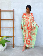MALA handworks Nora Kaftan in Orange and Green Tie Dye
