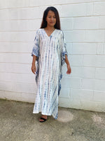 MALA handworks  50 Nora Kaftan in White and Gray Tie Dye