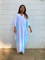 MALA handworks Nora Kaftan in White and Light Green Tie Dye