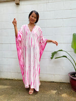 MALA handworks Nora Kaftan in White and Pink Tie Dye