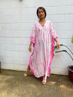 MALA handworks Nora Kaftan in White and Pink Tie Dye