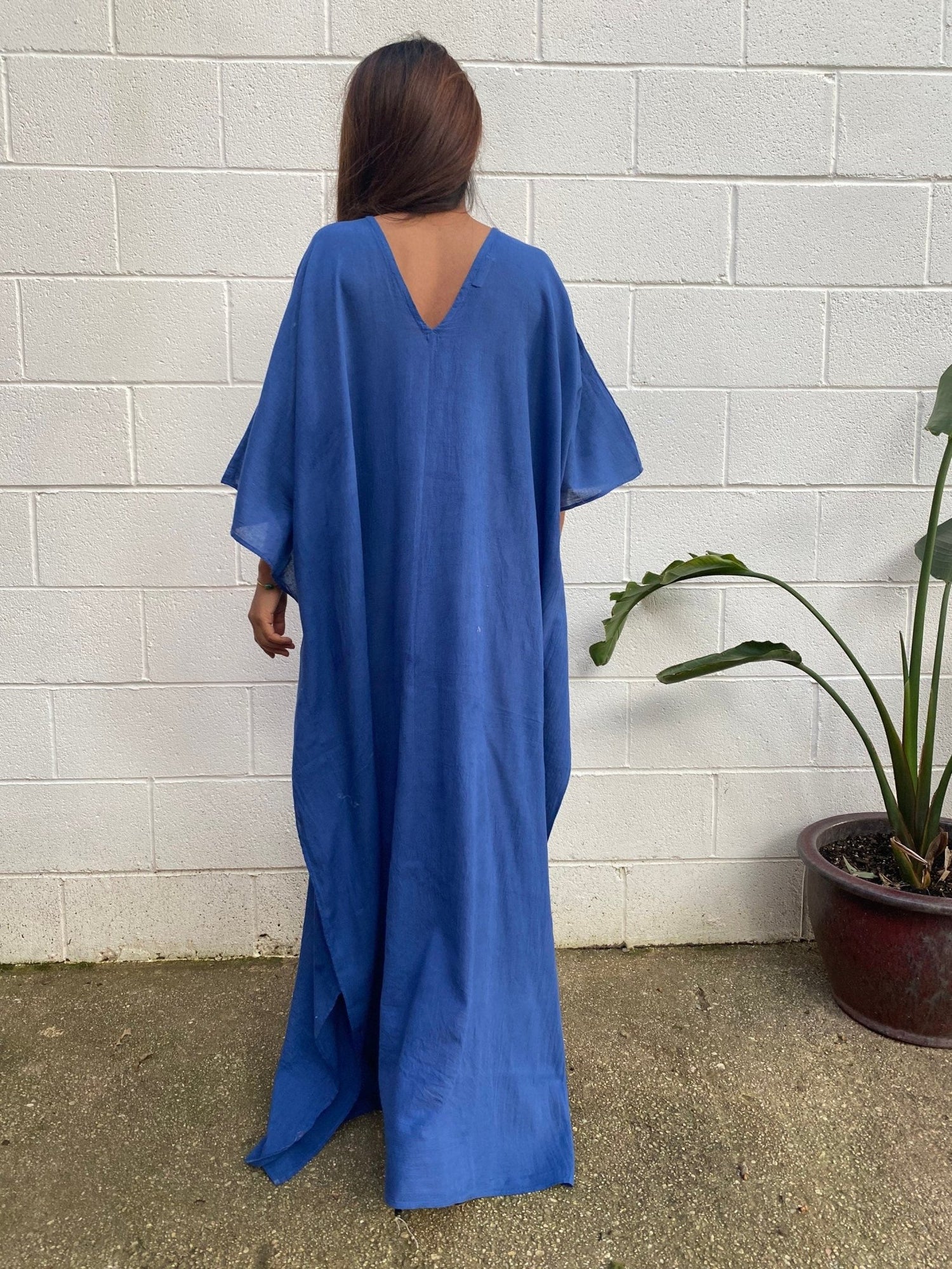 MALA handworks  Olena semi sheer Kaftan in Indigo Blue