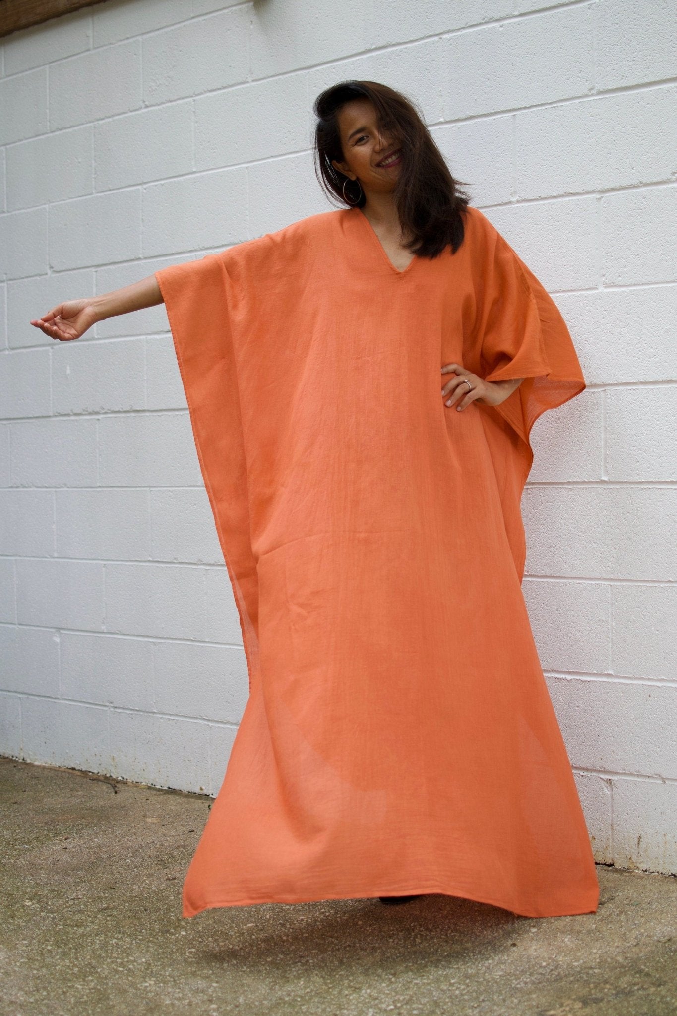 MALA handworks  Olena semi sheer Kaftan in Orange