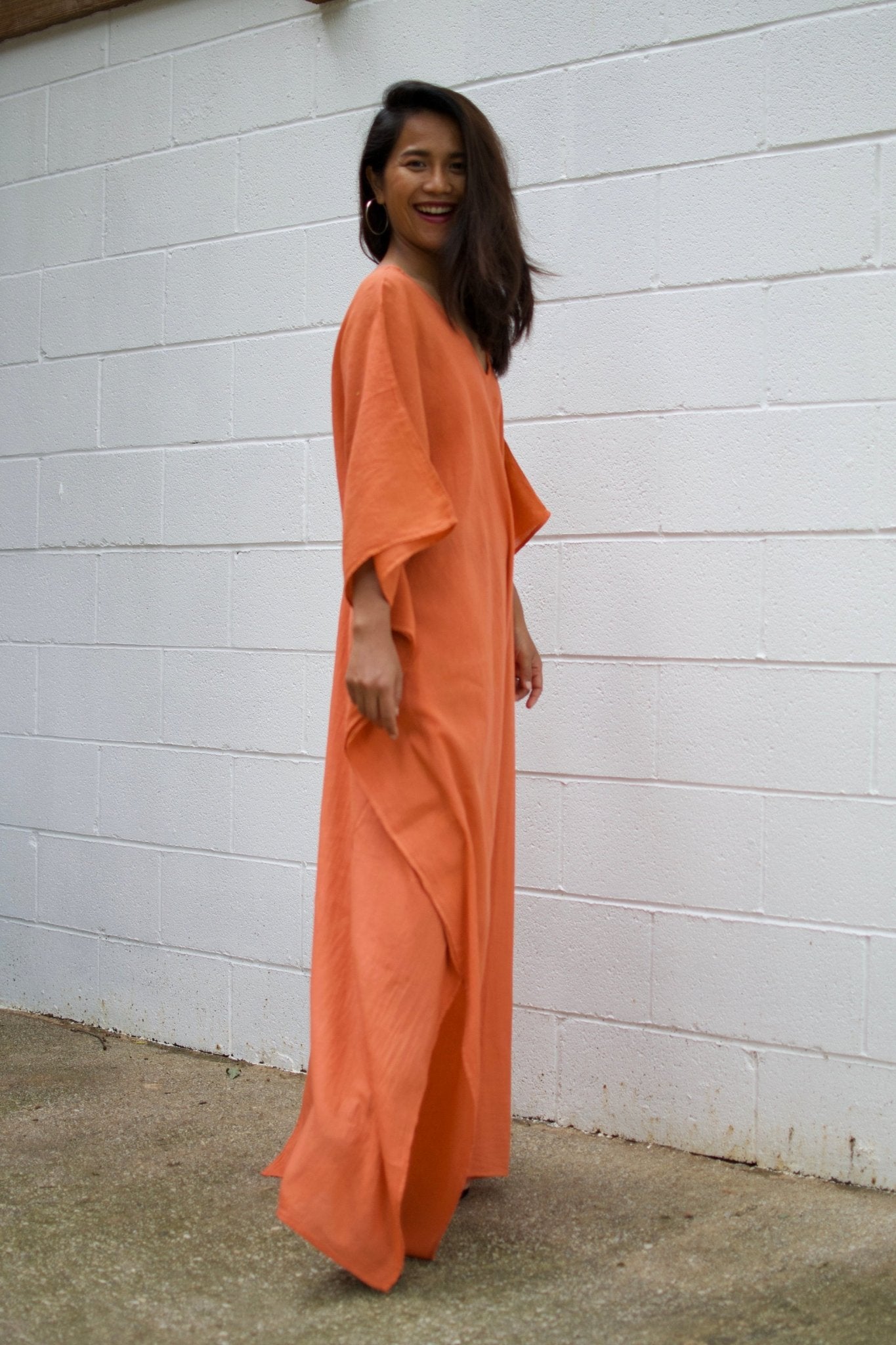 MALA handworks  Olena semi sheer Kaftan in Orange