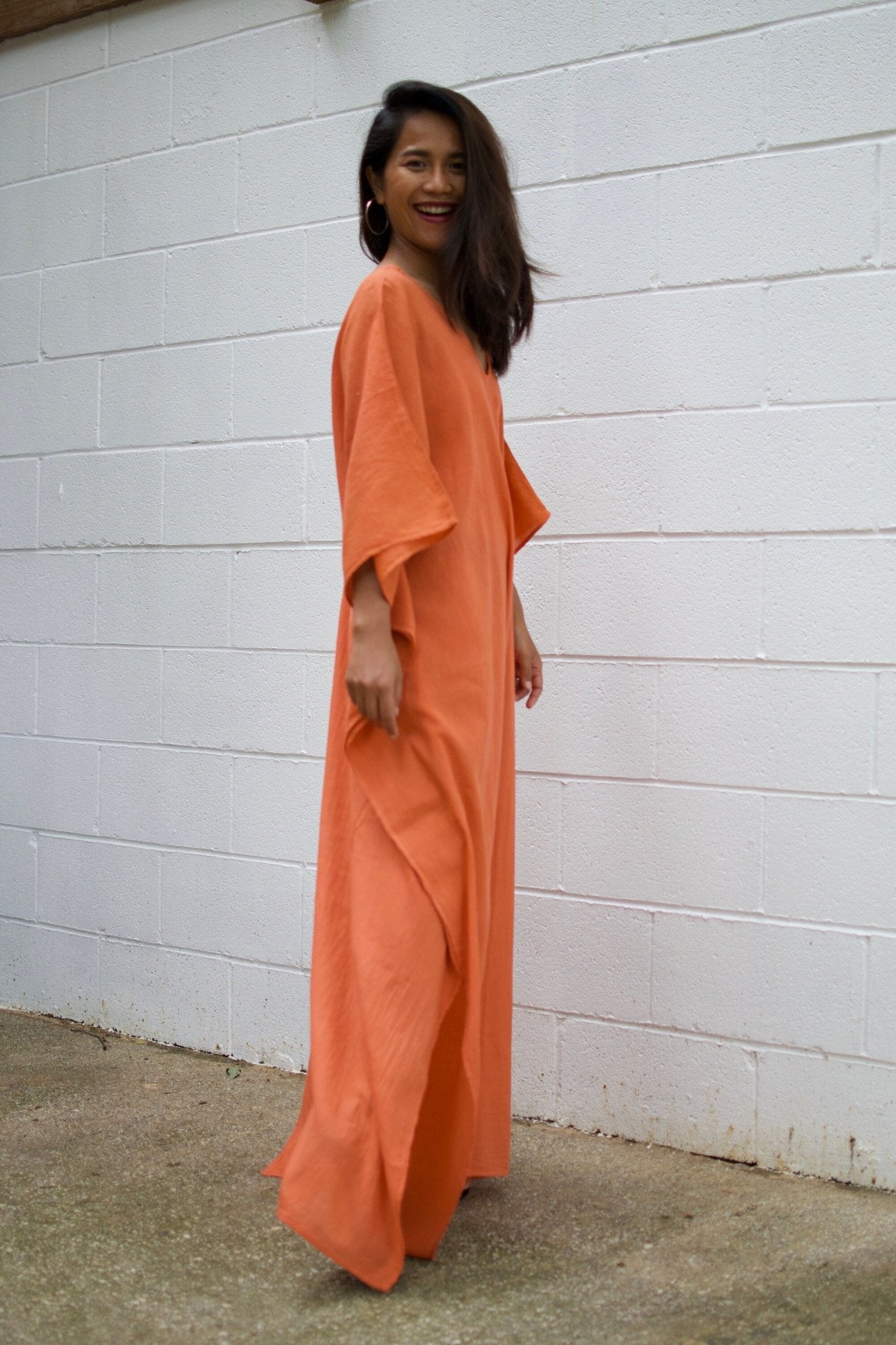 MALA handworks  Olena semi sheer Kaftan in Orange
