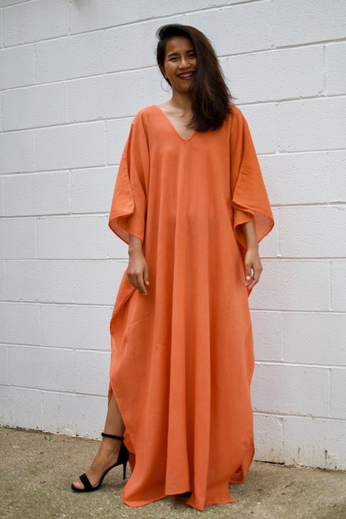 MALA handworks  Olena semi sheer Kaftan in Orange