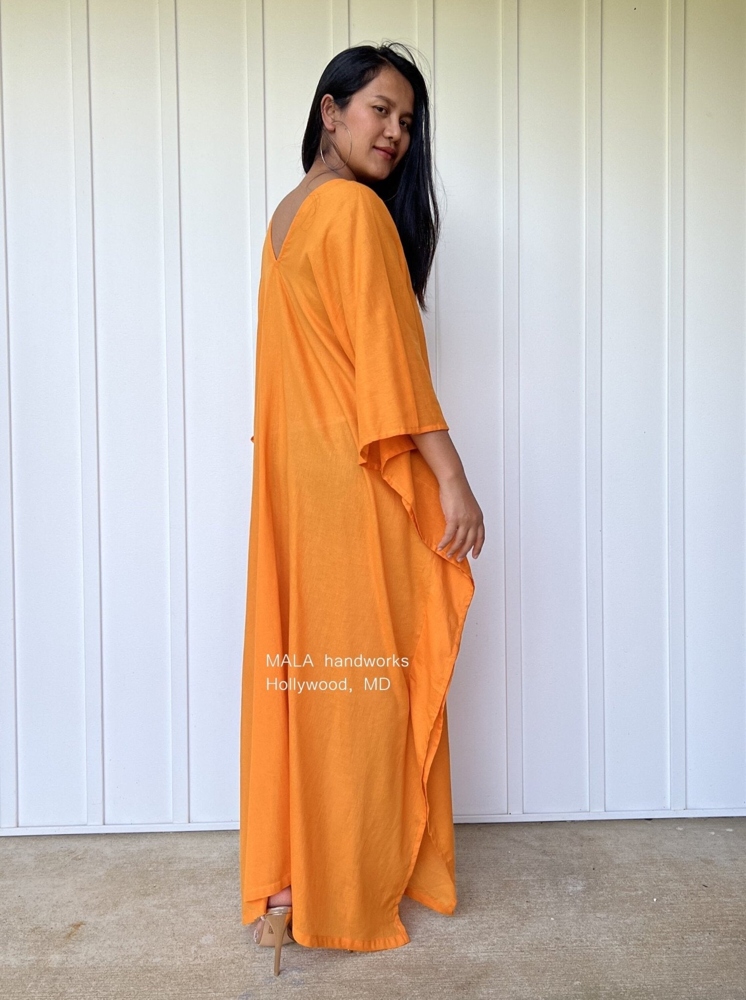MALA handworks  Olena semi sheer Kaftan in Orange