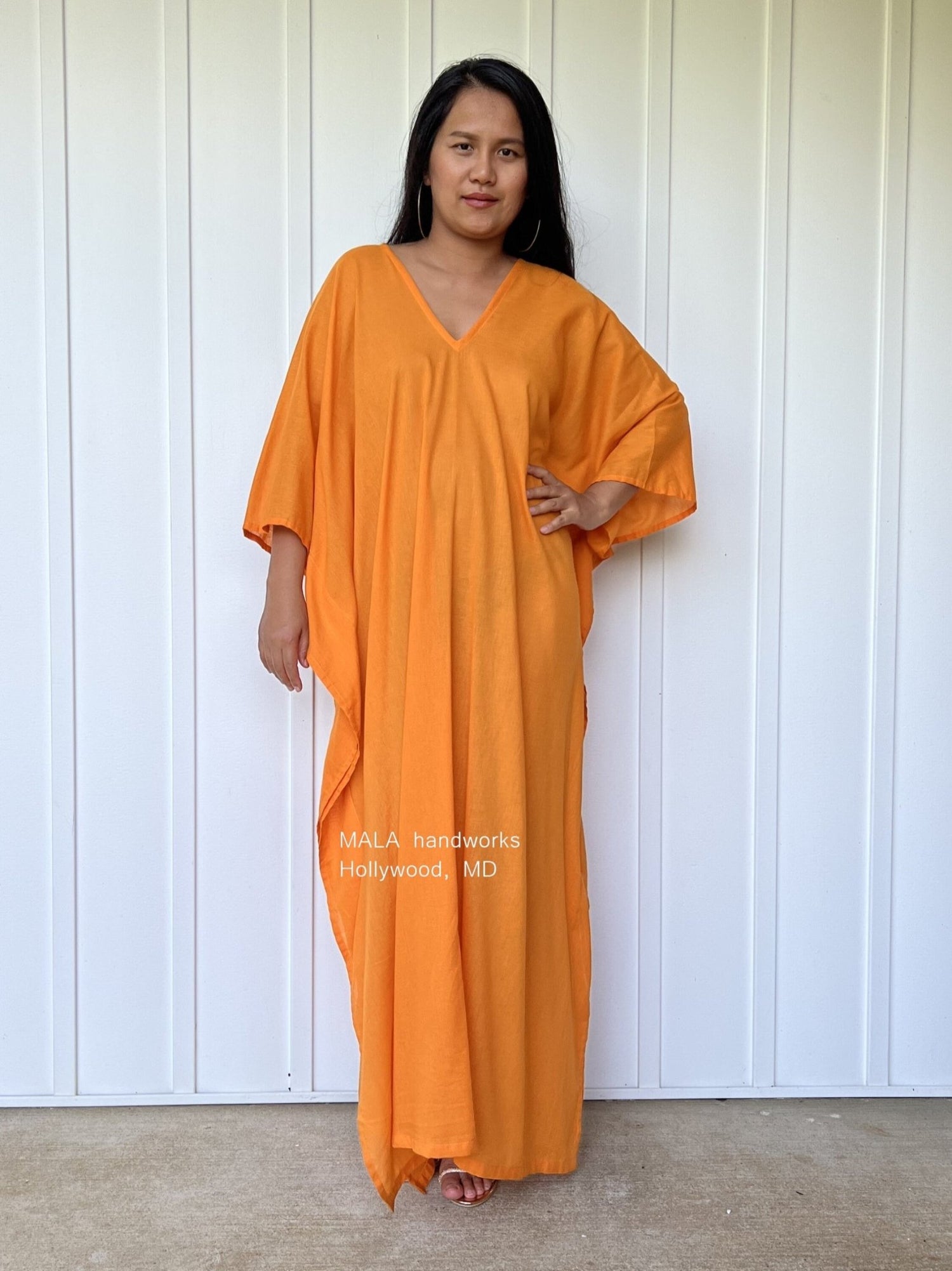MALA handworks  Olena semi sheer Kaftan in Orange