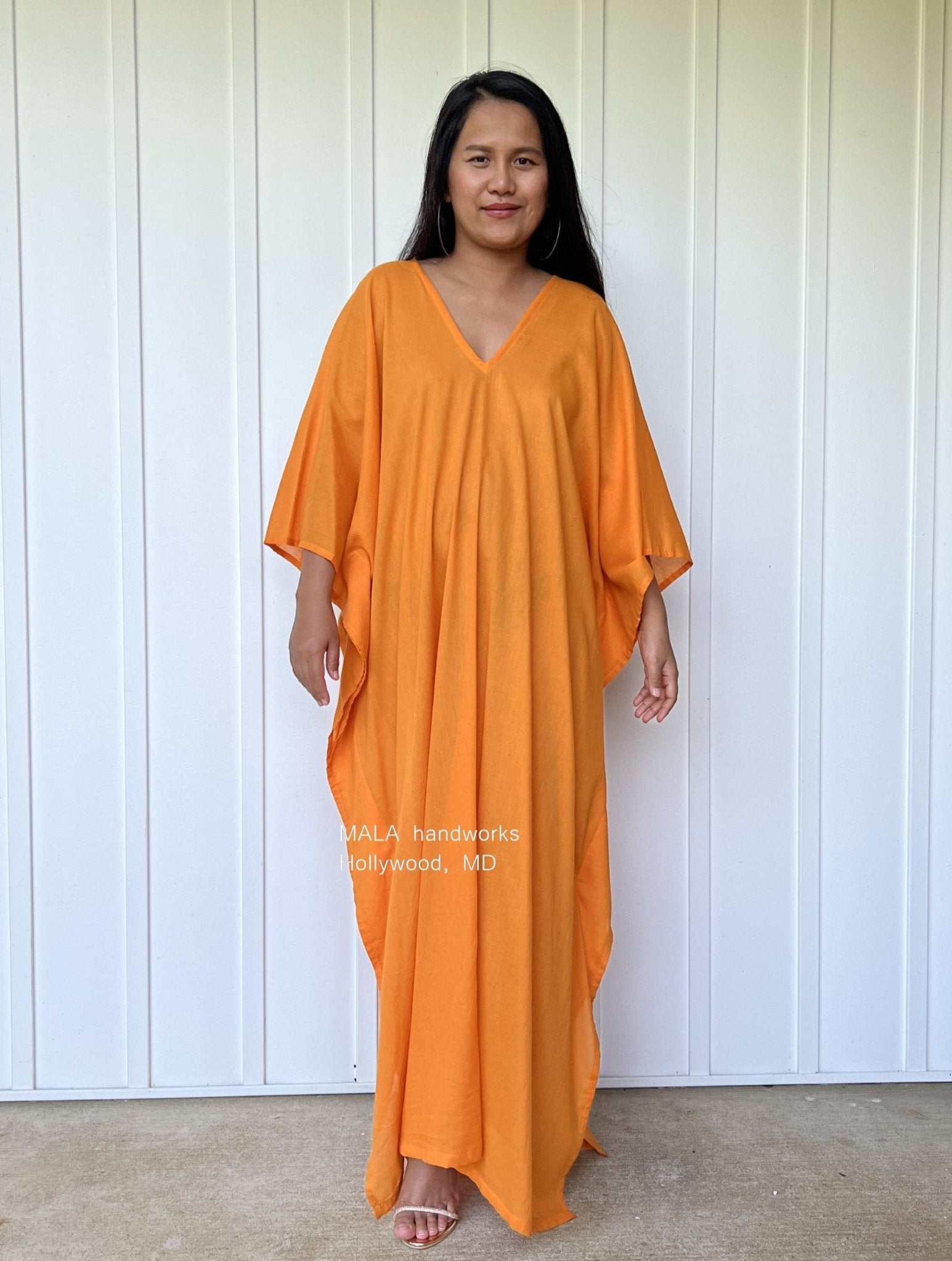 MALA handworks  Olena semi sheer Kaftan in Orange