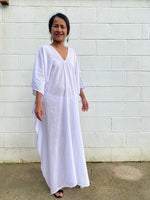 MALA handworks Olena semi sheer Kaftan in White Light Lavender