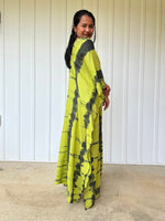 Olena semi sheer Kaftan in Yellow and Black Tie Dye - Mala Handworks