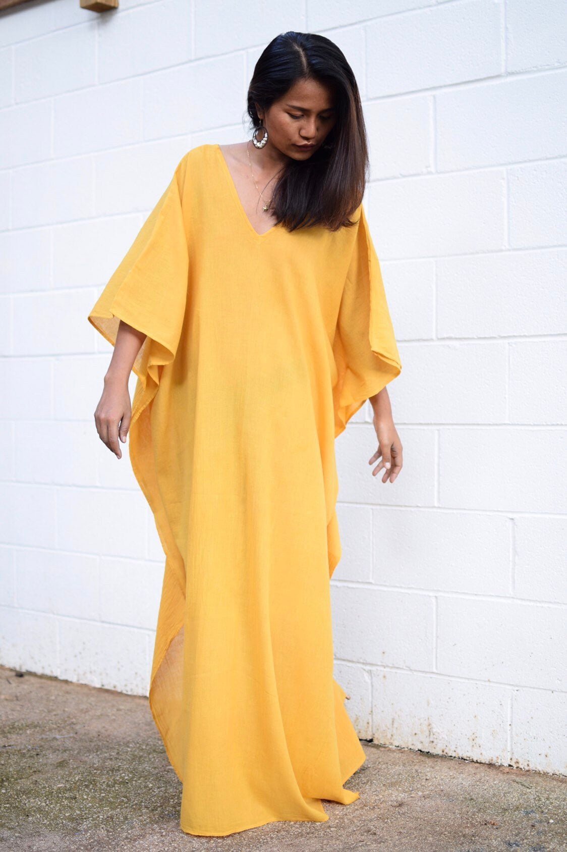 MALA handworks  Olena semi sheer Kaftan in Yellow