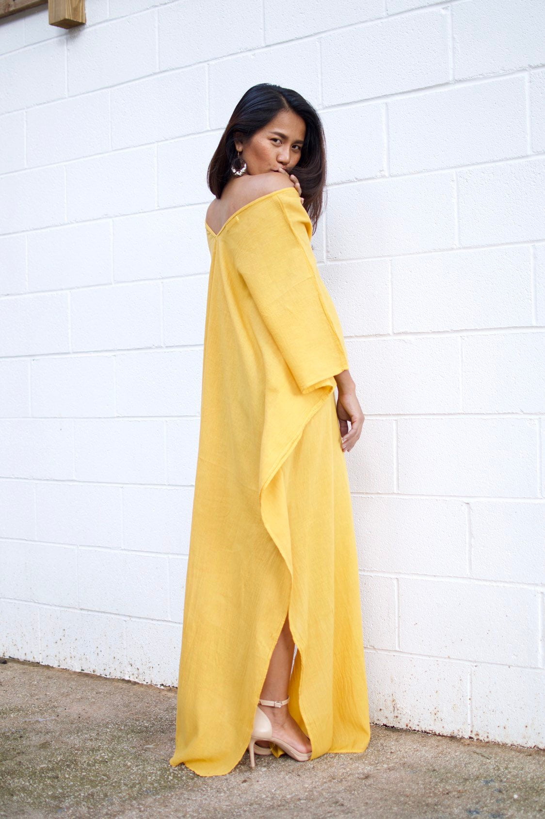 MALA handworks  Olena semi sheer Kaftan in Yellow