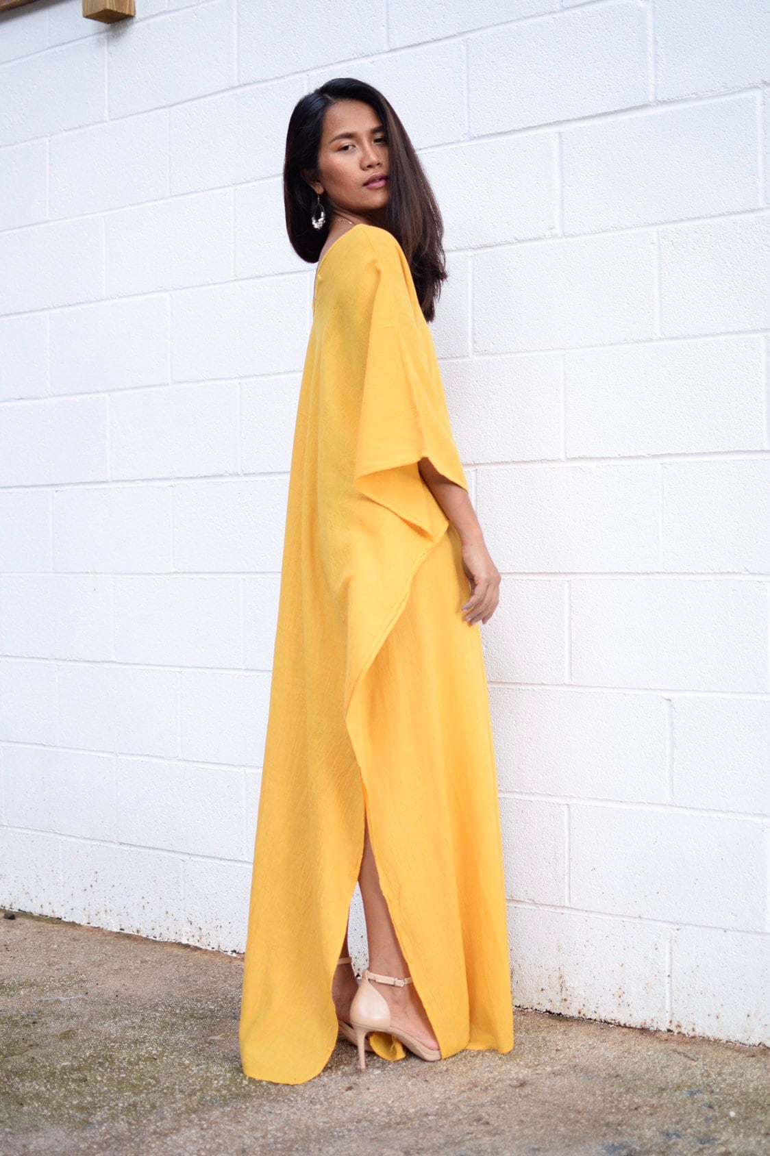 MALA handworks  Olena semi sheer Kaftan in Yellow