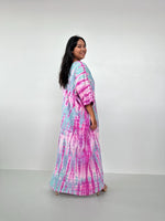 Mala Handworks Olivia Cotton Kaftan in Aqua and Bubblegum Tie Dye