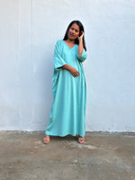 Olivia Cotton Kaftan in Aqua - Mala Handworks