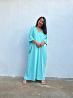 Olivia Cotton Kaftan in Aqua - Mala Handworks