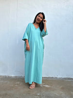 Olivia Cotton Kaftan in Aqua - Mala Handworks