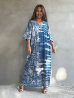 Mala Handworks Olivia Cotton Kaftan in Azure Tie Dye