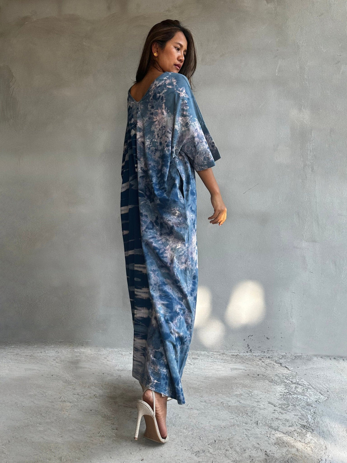Mala Handworks Olivia Cotton Kaftan in Azure Tie Dye