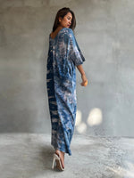 Mala Handworks Olivia Cotton Kaftan in Azure Tie Dye